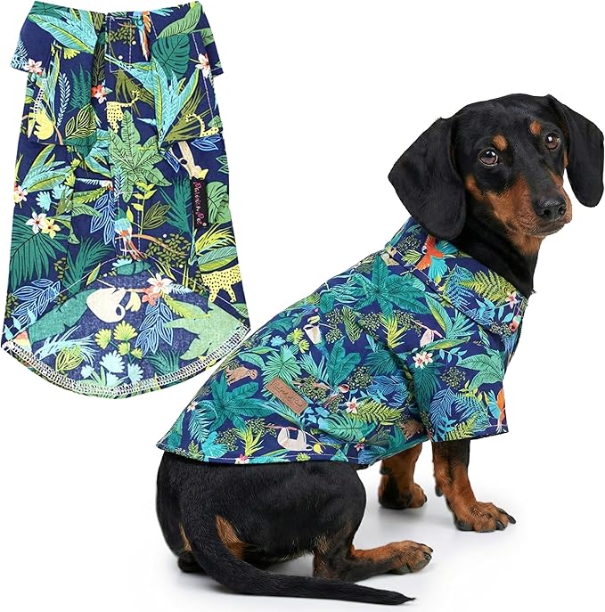 Parisian Pet Amazonia Dog Shirt - Cotton Clothes for Large Dogs - Stylish Tropical Dog Outfit - Lightweight and Soft Puppy Clothes - Trendy Tshirts for Dogs - Comfortable Summer Pet Apparel