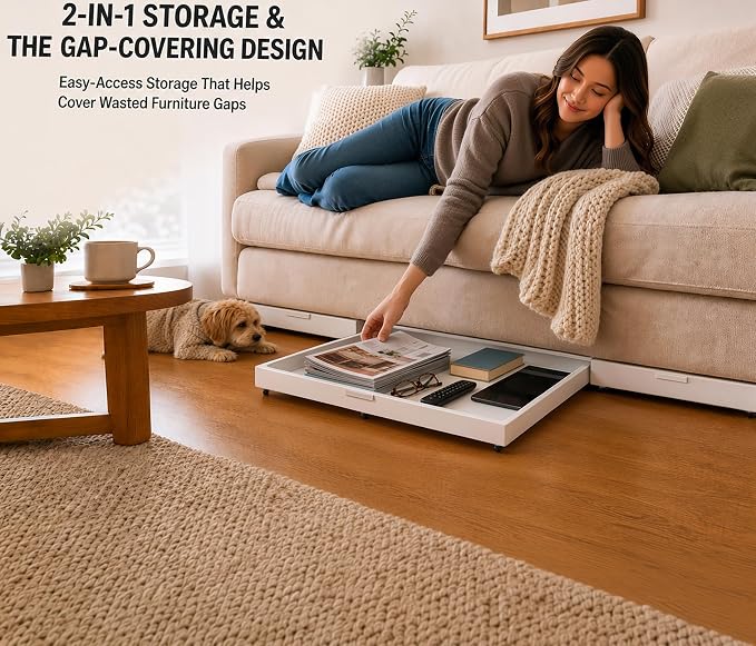 Fokyfok Under Bed Drawers,Under Bed Storage,Under Couch Drawer,1PC | 3 inch tall,Wheeled,Expandable,Slim,Shallow,19"-30" x 9.7"-13.6",Helps Keep Pet Toys from Rolling Under Furniture,Handle