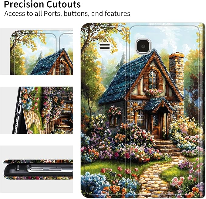 for Samsung Galaxy Tab E 9.6" 2015 SM-T560/T561/T567 Case | Slim Leather Smart Cover with Multi-Angle Anti-Slip Stand [Auto Wake/Sleep] Shell for Women Men - Garden Castle