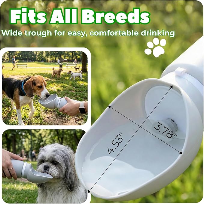 BICYSTAR Collapsible Water Bottle for Dogs, Foldable Leak-Resistant w/Drain-Back, Pet Travel Bowl, 18.6oz for Walks, Hiking & Road Trips
