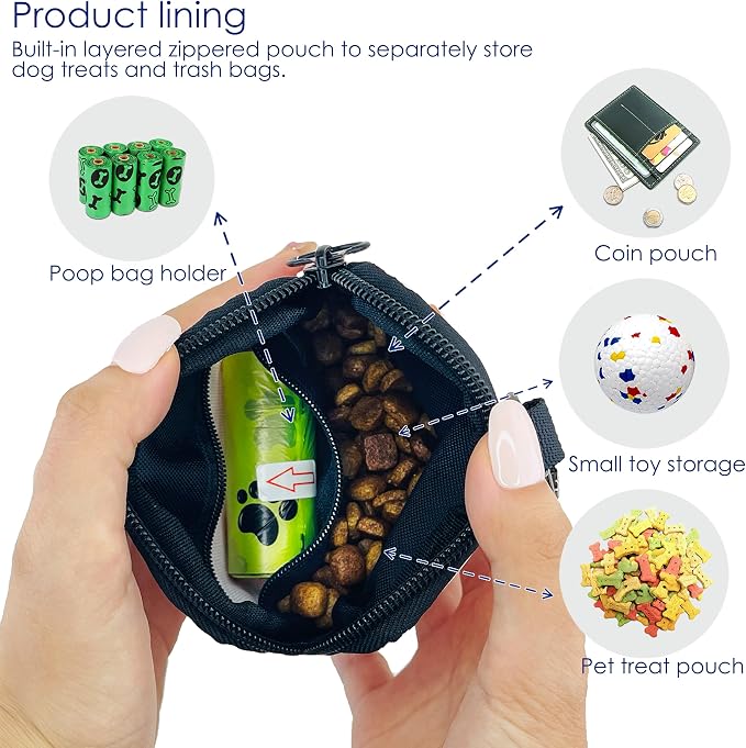 Raisingwell Dog Treat Pouch for Pet Walking and Training with Clicker Poop Bags Small Fanny Zipper Pack Holder for Puppy Snack Dispenser Kit for Leash and Outdoor Use (Strawberry)