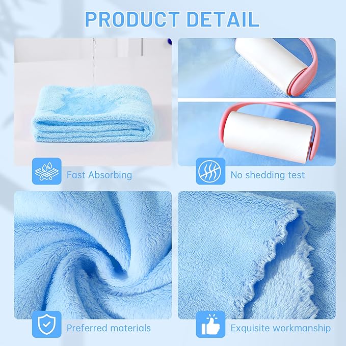 DuckSky 5Pcs Cat Towels Microfiber Pack Bulk, 29.5 x 13.77 inch Quick Drying Absorbent Pet Puppy Towels for Pet Kitten Grooming，Hair Drying Small Puppy Dog，Bathing Shower for pet Hair Dryer Box