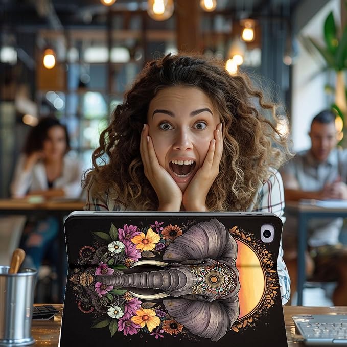for Microsoft Surface Pro 7 Plus,Surface Pro 7/6/5/4 12.3" Tablet Case,Auto Wake/Sleep,Adjustable Stand Protective Cover - Mandala Elephant