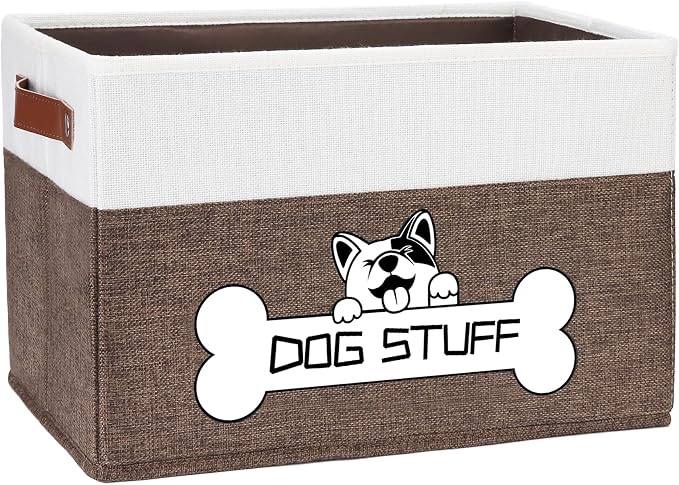 Collapsible Box, Dog Toy Basket, Storage Bin for Pet Accessories | Fabric Storage with Handle, Organizer for Living Room, Coffee