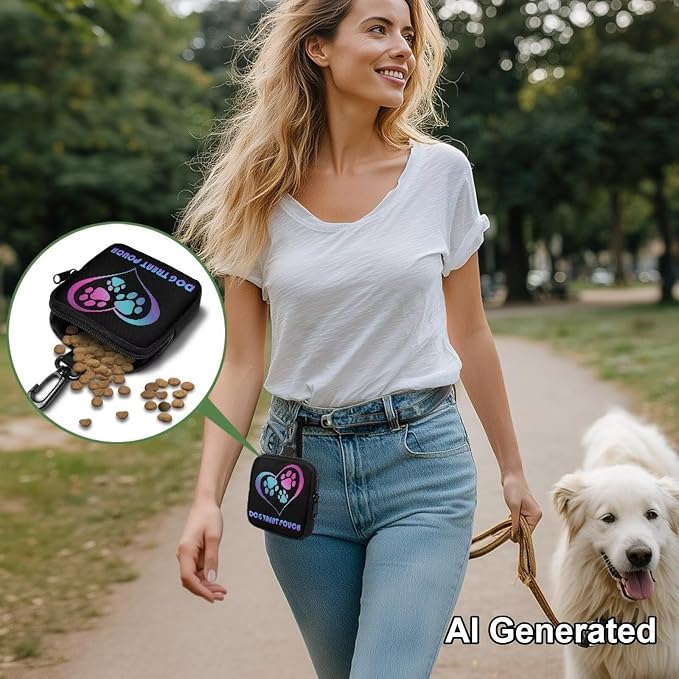 Dog Treat Pouch, Portable Puppy Dog Training Treat Bag for Pet Training Hand Free Dog Walking Bag Auto Closing Pet Feed Snack Reward for Puppy Travel or Outdoor