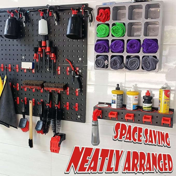 Spray Bottle Holders, Spray Bottle Rack Storage,2 Pack with Cleaning Brush | Wall Mounted Spray Paint Can Rack,Spray Bottles Holders Wall Mount, Spray Can Holder Rack,Cleaning Detailing Tools