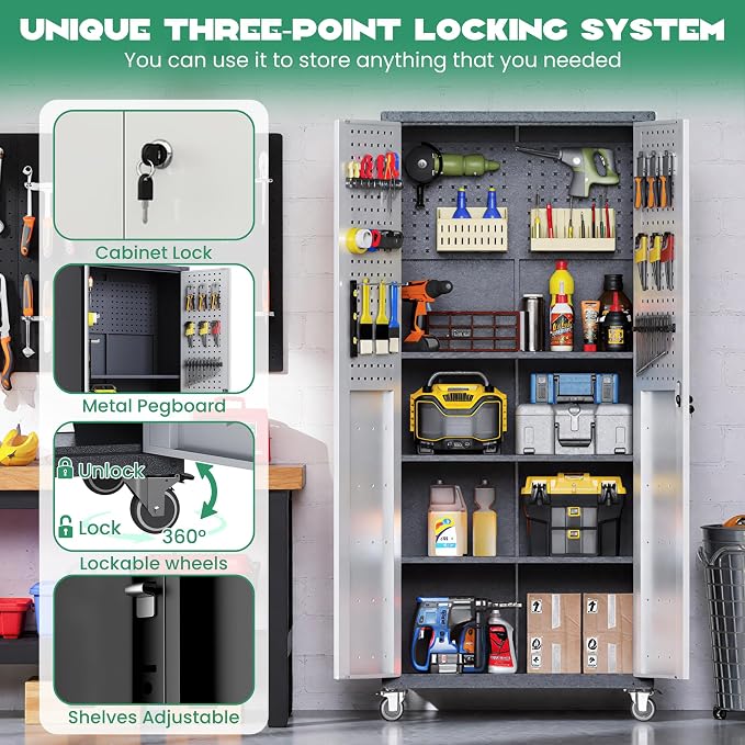10-Piece Heavy Duty Steel Garage Cabinet System | All-in-One Modular Garage Cabinet Set for Ultimate Workshop Organization | Easy Assembly Garage Storage Cabinets & Tool Bench