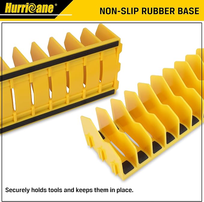 HURRICANE Plier Organizer Rack, 10-Slot Pliers Cutters Rack with Non-Slip Rubber Base, Tool Drawer Toolbox Organizer and Storage, Extendable Design, Fit 3” H, 1 Pack, Yellow