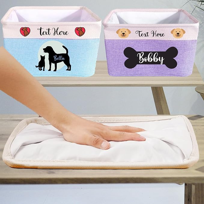 Personalized Dog Toy Storage Basket with Pet Name - Custom Collapsible Puppy Bin, Durable Fabric Toy Box for Dogs & Cats, Sturdy Handles for Home Organization