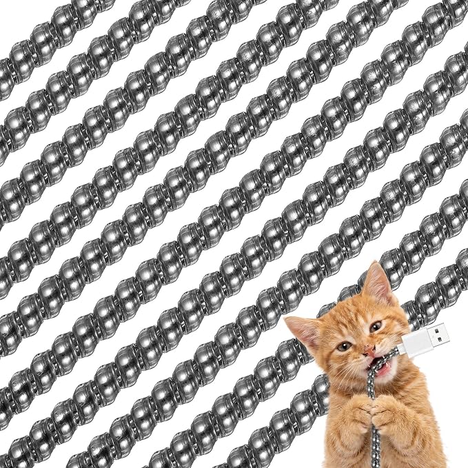 Frienda 10 Pcs Cord Protectors from Pets No Chew Spiral Cable Protector 43.3'' Phone Charger Cover Data Cable Protective Sleeve Chew Proof USB Wire Cover Stylish for Cat Dog Rabbit (Flash Black)