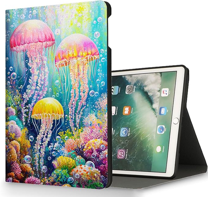 for Microsoft Surface Pro 11/10/9-13" 2024/2022 Tablet Case,Auto Wake/Sleep,Adjustable Stand Protective Cover - Jellyfish Ocean