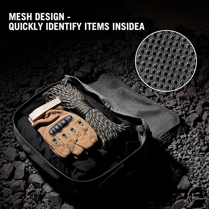 3 PCS Tactical Modular Packing Cubes, Large Capacity Mesh Storage Bag,Outdoor Travel Organize Storage Pouches Bags.