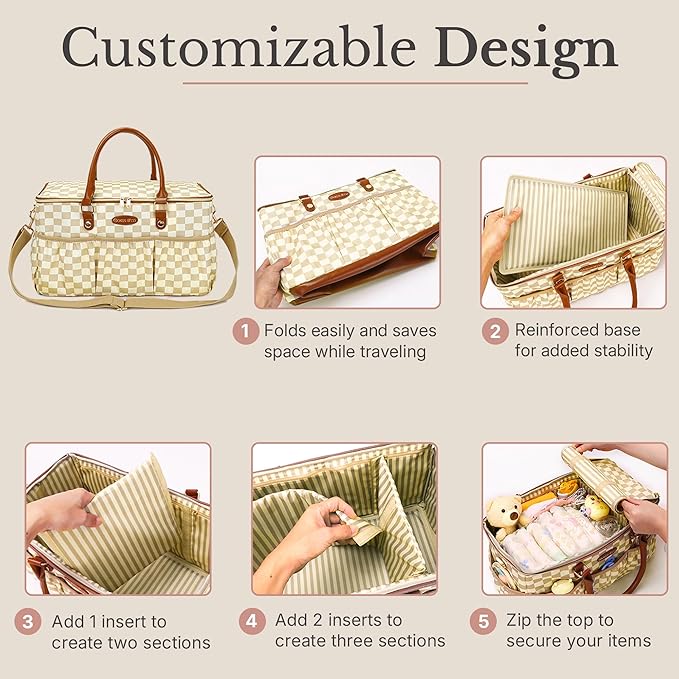 DOKUS & CO Luxe Diaper Caddy Organizer, Extra Large Collapsible Nursery Storage Tote for Baby Essentials & Travel