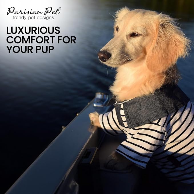 Parisian Pet Preppy Boy Polo Dog Shirt – Classic Cotton Pet Apparel with Collar - Soft Breathable Puppy T-Shirt - Cute Trendy Dog Clothes - Ideal Summer Clothes for Large Dogs - Shirts for Dogs Boy