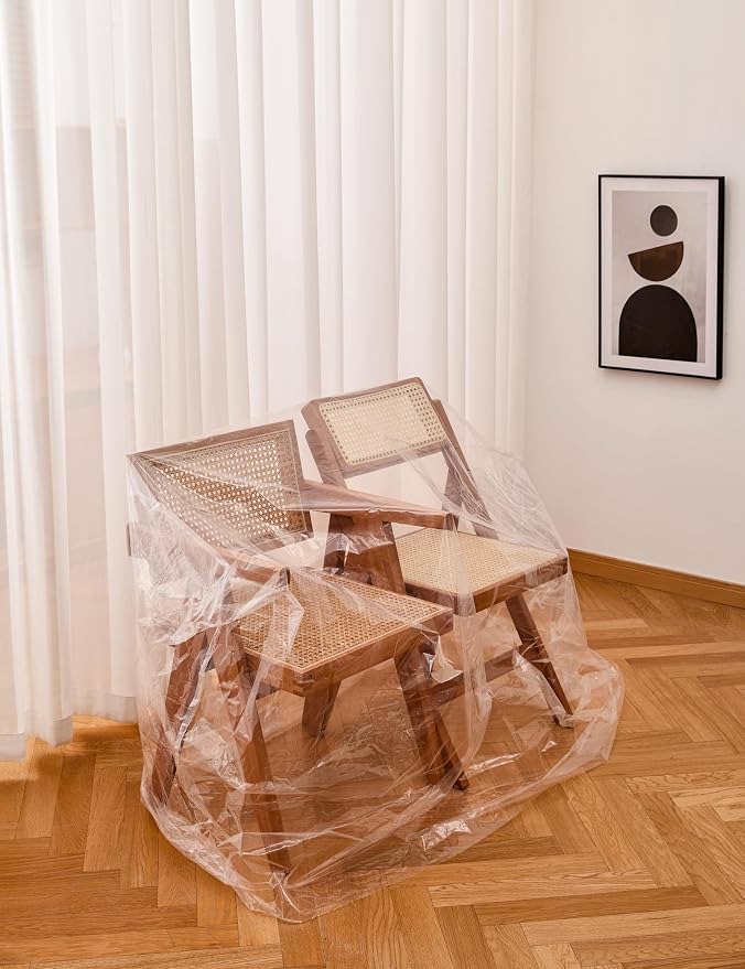 TopSoon 2Pack Heavy Duty Plastic Chair Cover,Furniture Living Room Chairs for Storage and Moving,Waterproof Dust-Proof Armchair Covers,Clear Couch Covers, 46-inch by 76-inch