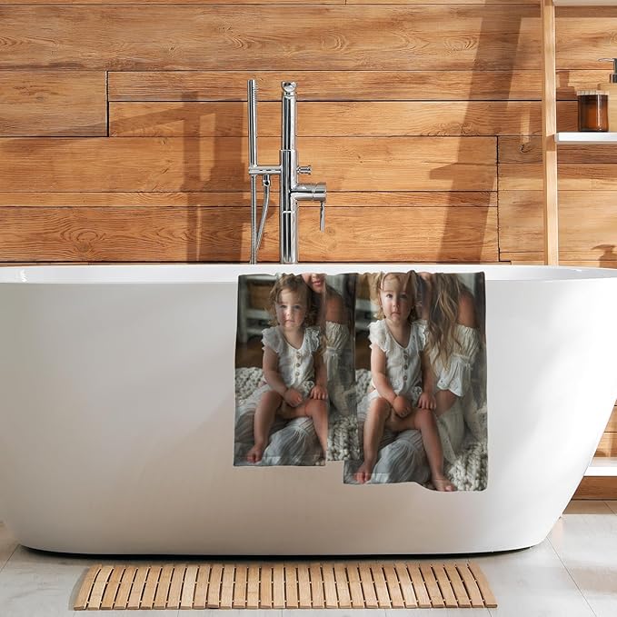 Giwawa Custom Hand Towels Set of 2 Personalized Kitchen Dish Towels with Picture Text Absorbent Customized Photo Bath Towel for Bathroom Home Decor