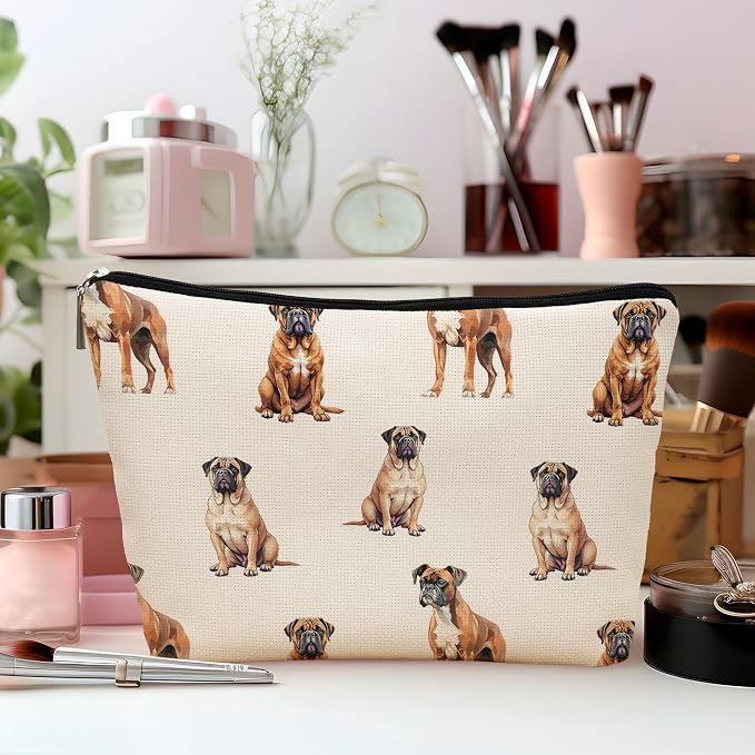 Boxer Dog Makeup Bag, Boxer Lovers Gifts Cosmetic Bag for Women, Dog Mom Lovers Owner Gifts for Women Christmas, Pet Lover Gift Zipper Travel Makeup Pouch for Purse