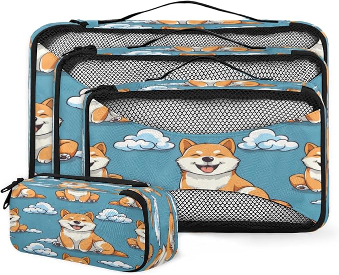 Packing Cubes for Travel, Cute Corgis Dogs Travel Luggage Packing Organizers for Women Men, Large Custom Toiletries Bag for Cosmetics Toiletries, Corgis Dogs