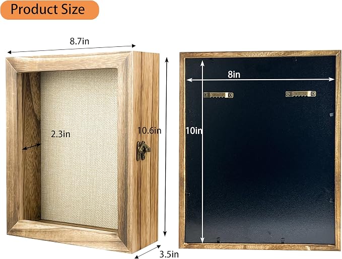 Pet Memorial Shadow Box 8x10 Solid Wood Brown Urn Ashes Display Case with Paw Print Kit Dog Memorial Keepsake Gift for Loss of Pet