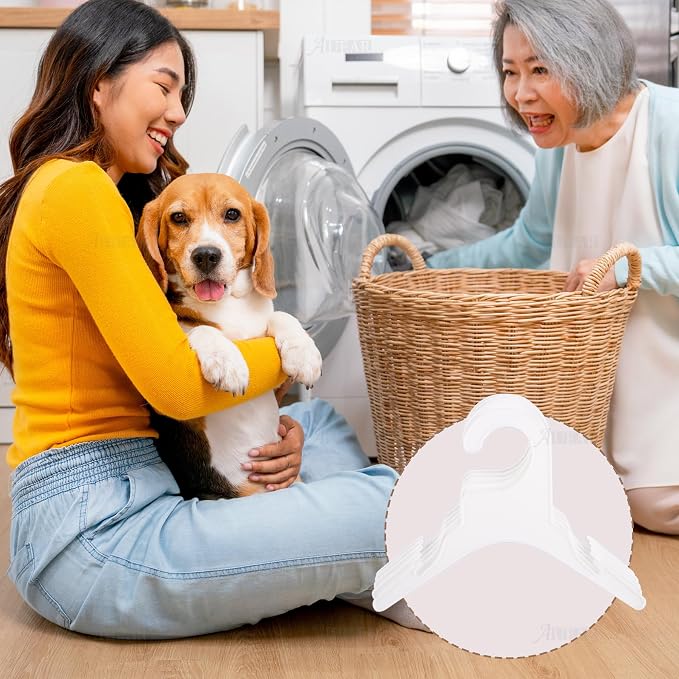 AUEAR, 10 Pack Plastic Pet Clothes Rack Hangers for Dog Puppy Cat