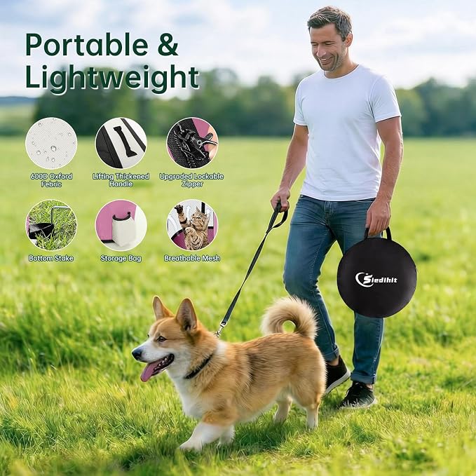 Siedihit 31" Dog Playpen,Cat Puppy Pen, Pet Portable Crate Indoor Outdoor | Durable Travel Camping Use,Foldable Dog Kennel Tent Cage for Rabbit Small Animals with Carrying Case (Pink, Medium)