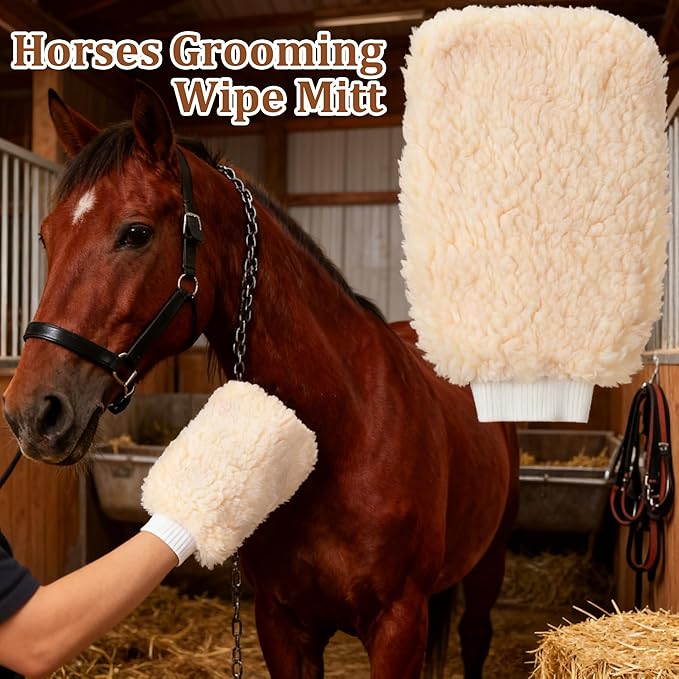Curry Comb Kit, 6 Ring Curry Comb & Horse Grooming Mitts, Curry Comb Kit for Grooming Horses, Dogs, Goats, Cattle, Cow, Donkey Supplies