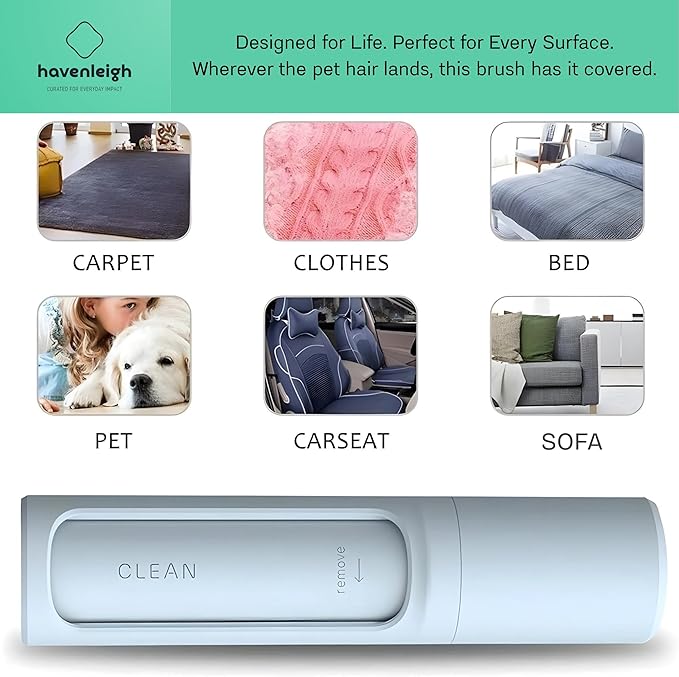 Reusable Lint Brushes for Pet Hair on Clothes & Soft Fabrics, Compact Self-Cleaning Pet Hair Roller, Portable & Travel-Friendly, Rotating-Design, No Refills Needed (Vanilla Cloud)