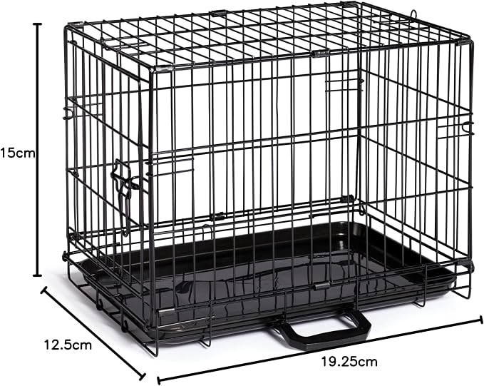Prevue Pet Products Home On-The-Go Single Door Dog Crate - Extra Extra Small Collapsible Dog Cage for Travel, Indoor, and Outdoor Use, Foldable Kennel Design, Deep Plastic Pan - XXS, Black
