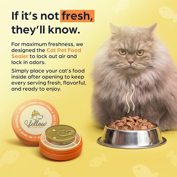 Canned Cat Food Storage Container Patent Pending Reusable Airtight Can Cover Pet Food Sealer - Keeps Cat Food Container Sealed and Fresh in the Fridge, Eliminates Odor (1 pack)