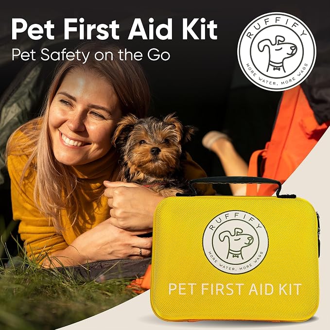 Dog First Aid Kit, Cat and Pet Emergency Kit, Vet Approved, 74 Pcs | High quality, easy to open compact kit, Ideal gift for dog lovers, cat owners, pet parents. Home, travel, hiking, camping.