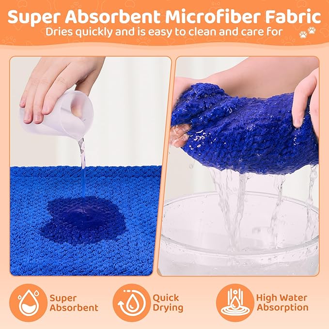 SlowTon Dog Bathrobe Drying Coat – Super Absorbent Microfiber Towel Wrap with Adjustable Collar & Belly Strap, Fast Drying Bath Robe for After Bath Swim, for Large, Medium, Small Dogs (Blue M)