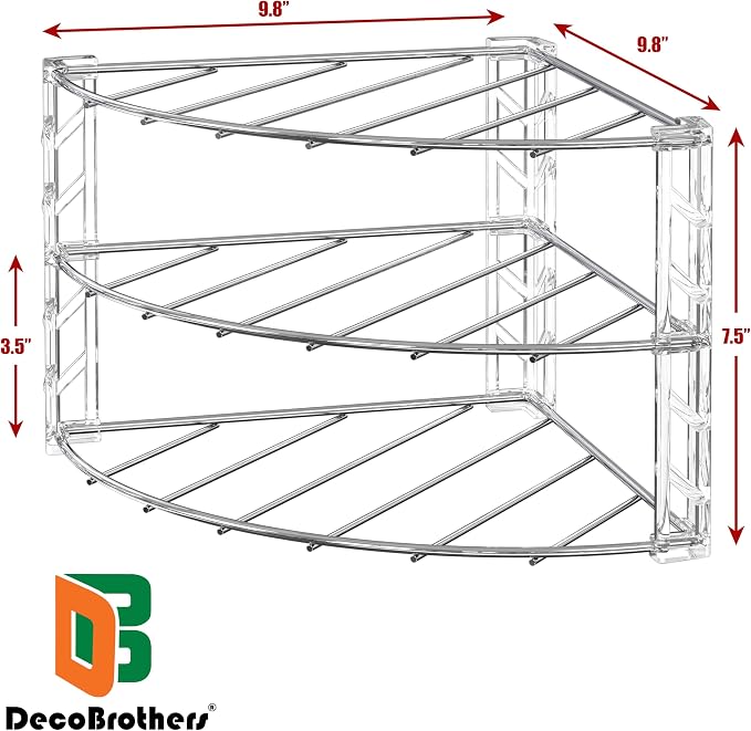 Deco Brothers 3-Tier Counter and Cabinet Corner Shelf Organizer, Chrome