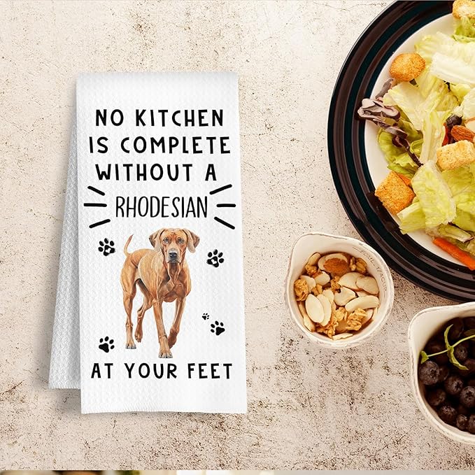 Funny Rhodesian Hand Towels for Kitchen Home Bathroom Decor, A Kitchen is Not Complete Without A Rhodesian Dish Towel, Dog Lovers Gift, 16×24 Inch