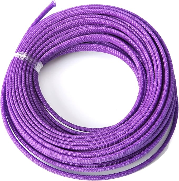 Jutagoss PET Expandable Braided Cable Sleeve, 32.8ft - 5/16 inch Purple Cable Management Sleeve, Wire Loom Tube Cord Protector for USB Cable, Power Cord, Audio Video and More, 1Pc