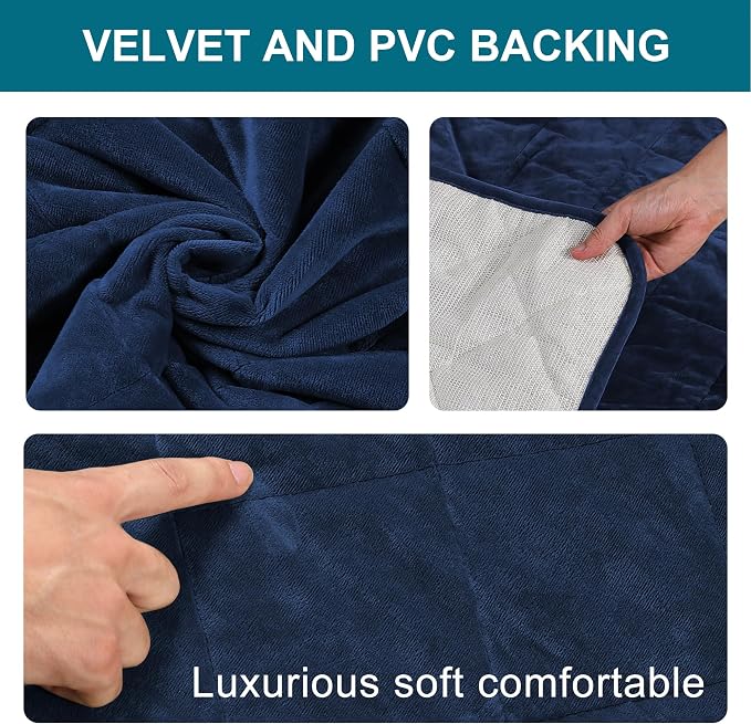 Velvet Quilted Armrest Covers - Water-Resistant Sofa Arm Protectors Set of 2 with Side Pocket Organizer, Non-Slip Furniture Covers for Chairs & Couches (Navy)