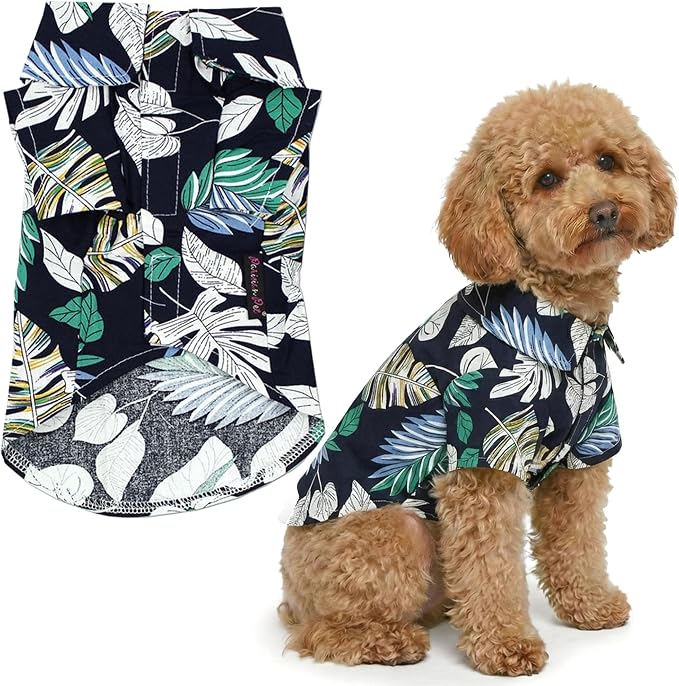 Parisian Pet Palm Leaves Dog Shirt - Cotton Clothes for Large Dogs - Stylish Tropical Dog Outfit - Lightweight and Soft Puppy Clothes - Trendy Tshirts for Dogs - Comfortable Summer Camp Pet Apparel