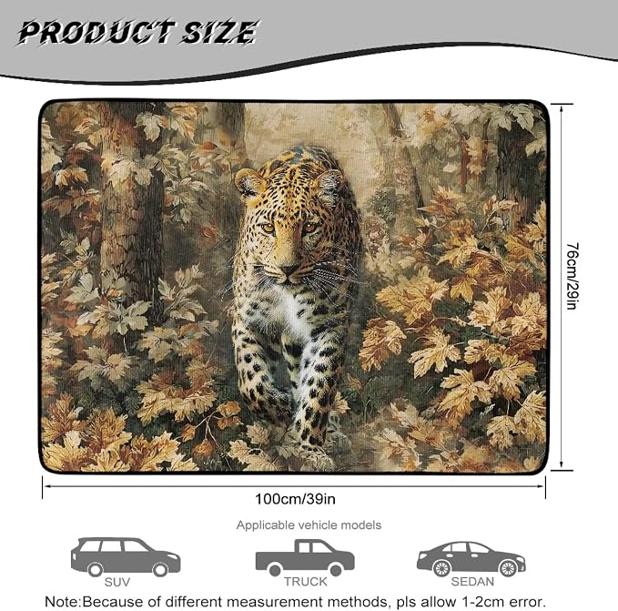 Wild Cheetah Car Trunk Mat Leopard Print Cargo Liners for Most Sedans SUVs Trucks, Non Slip Floor Mat Rear Trunk Liner Universal Size 29" x 39", All Weather