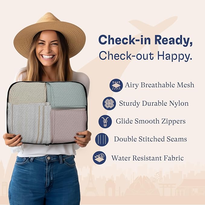 Shacke 5 Set Packing Cubes for Travel with Laundry Bag (Air Black) | Suitcase Organizer Bags Set: 4 Water-Resistant Luggage Cubes, XL to Small, + Laundry Bag for Carry-On or Checked