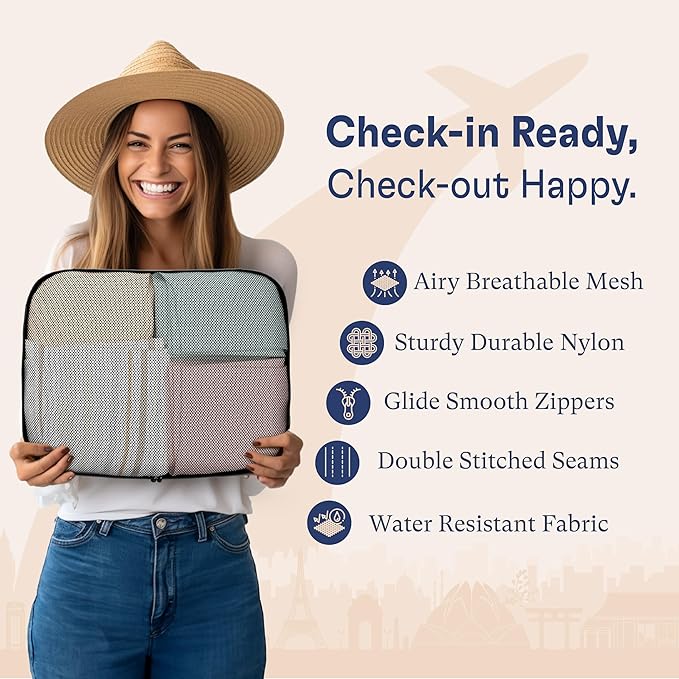 Shacke 8 Set Packing Cubes for Travel, Shoe & Toiletry Bags (Air Black) | Complete Suitcase Organizer Bags Set: 4 Luggage Packing Cubes + Laundry, Shoe, Toiletry & Accessories Bags for Any Trip