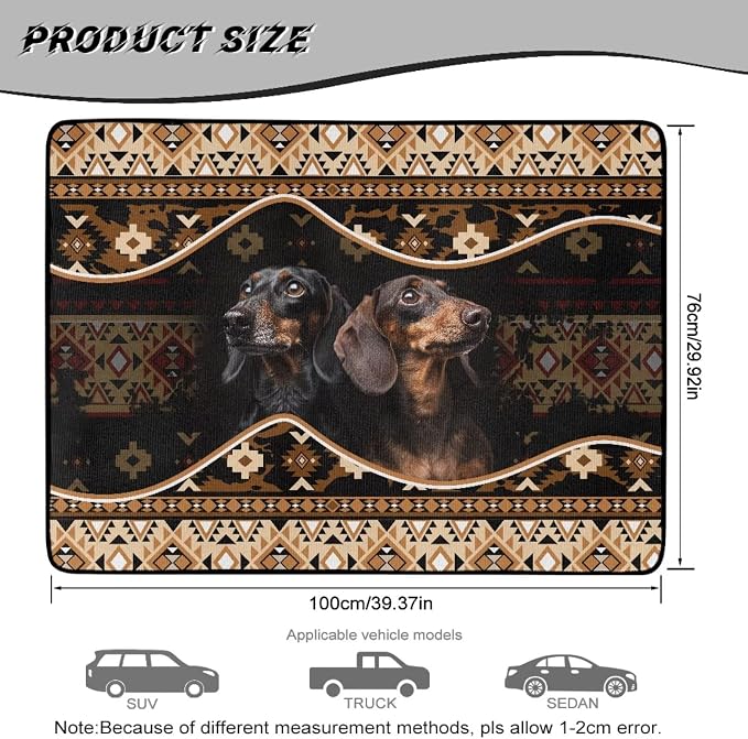 Howilath Southwest Aztec Dachshund Car Trunk Mat for SUV Car Cargo Liner Non-Slip Cargo Mat Universal Vehicle Interior Protection 29"x39"