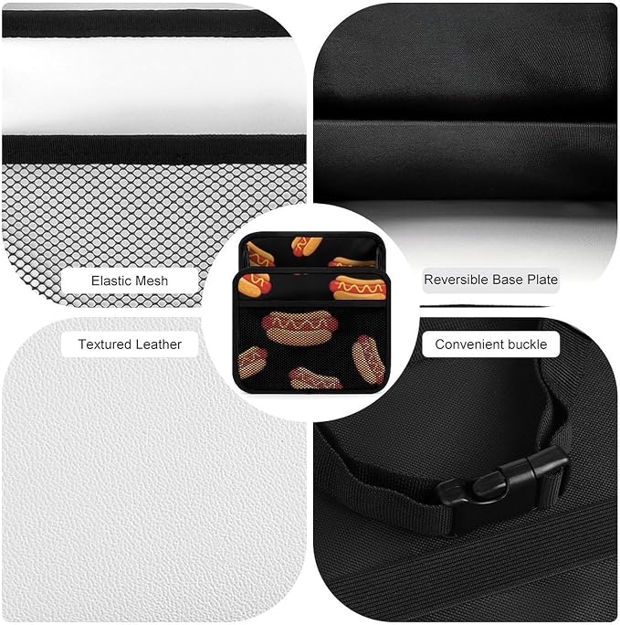 Car Backseat Organizer Hanging Seat Back Accessories with Pocket, Fun Food | Hotdog Hot Dogs, Auto Storage Organizer with Adjustable Buckle, Universal Fit Front Back Headrest