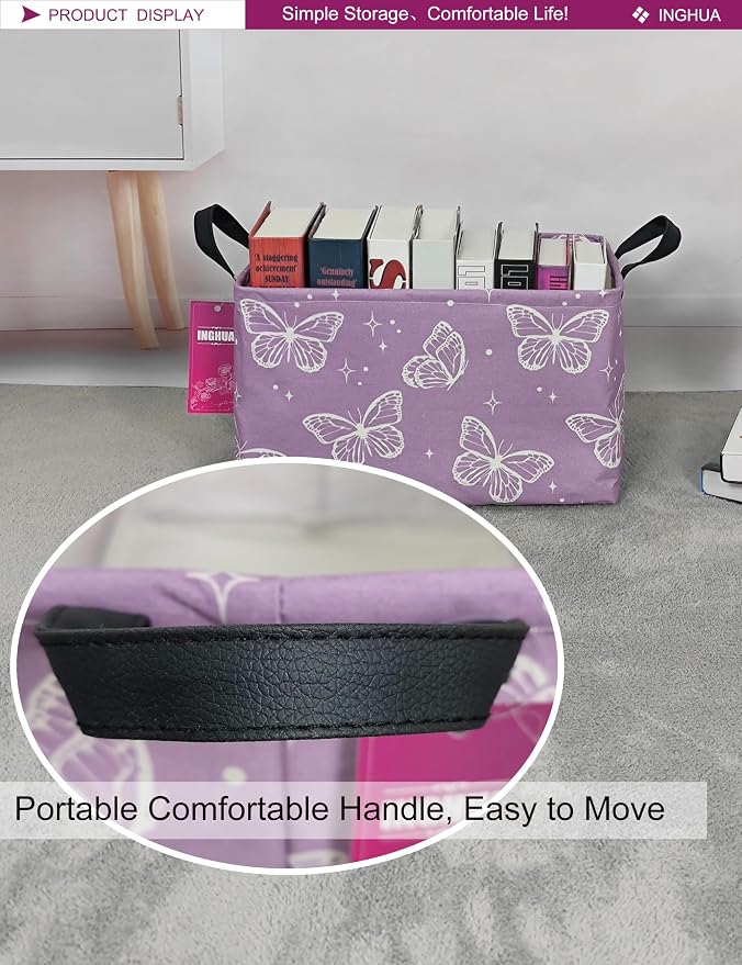 Rectangular Butterfly Storage Basket Gift Bag | Orgnizer Box for Books,Clothes,Gifts,Pets-Perfect for Home,Office,Nursery,Dorm,Shelf