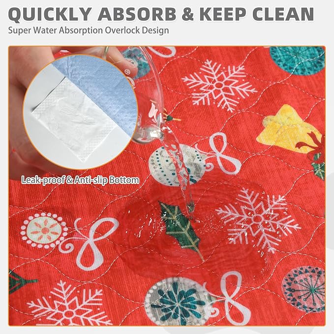 Washable Pee Pads for Dogs, 2 Pack Christmas Pet Mats, Super Absorbent Reusable Puppy Training Pads Waterproof,Nonslip Leak-Proof Dog Pee Pad,Large Whelping Pads for Floor,Crate,Couch,24"*36"