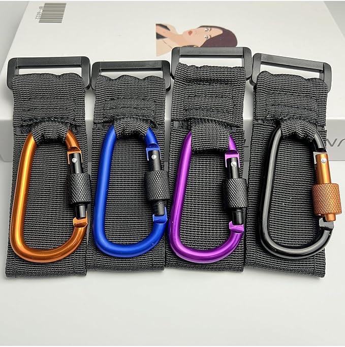[Upgrade]Baby Stroller Hook with Locking, Carry 30 lbs per Stroller Clip, Baby Stroller Accessories & Car Seat Hook for Hanging Diaper Bag, Golf, Shopping and Pet Cart (2 Pcs + Nylon + Blue)