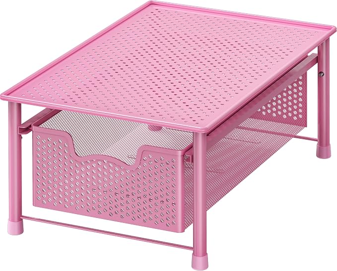 Simple Houseware Stackable Cabinet Basket Drawer Organizer, Pink