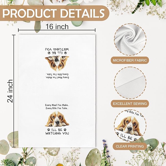 Funny Bassett Basset Hound Every Meal You Make Every Bite You Take Dog Decor Kitchen Dish Hand Tea Towels for Bathroom, Bassett Basset Hound Mom Dad Gifts Gift for Women Men Kids, 16x24 Inch