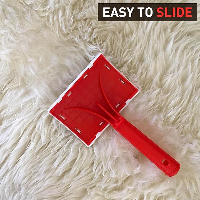 JUSPRO Sheepskin Rug Brush (Red, Large)