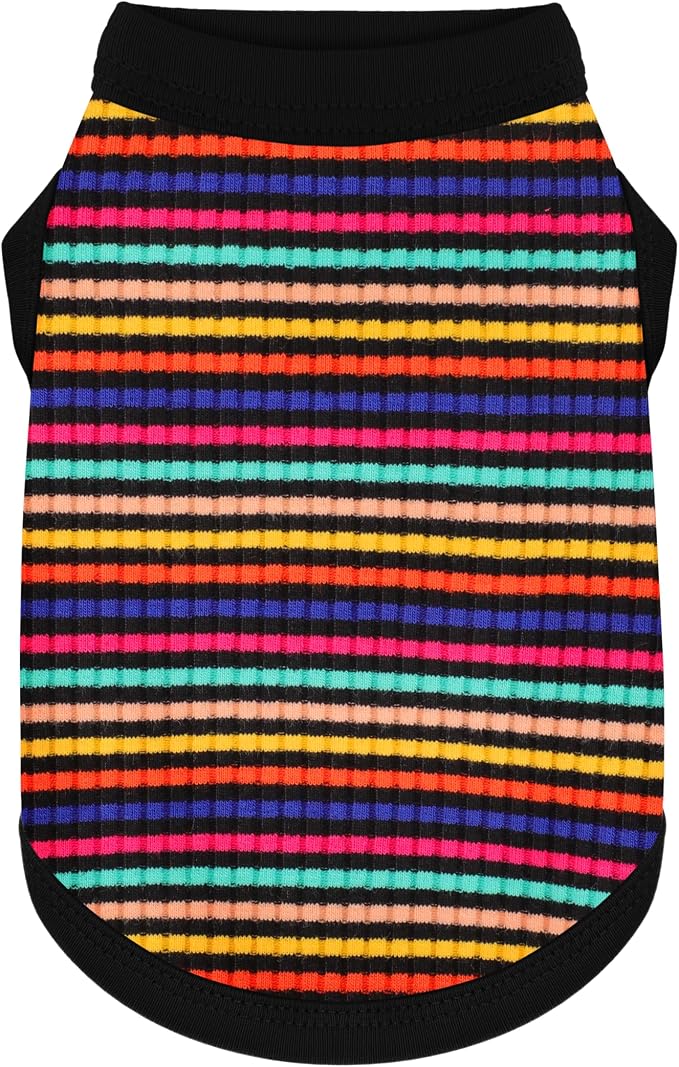 Elevate Your Pet's Comfort Fashion: Premium Cotton Rib Dog Shirt Vest for Small Breeds Like Chihuahuas, Yorkies .Year-Round Style with Tank-Style Puppy Attire Black X-Small