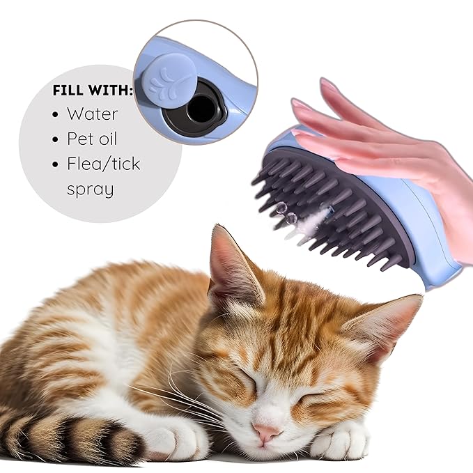 Generic Self-Cleaning Deshedding Brush with Steam for Cats and Dogs - Silicone Whale Model for Grooming Loose Hair (Baby Blue and Pink)