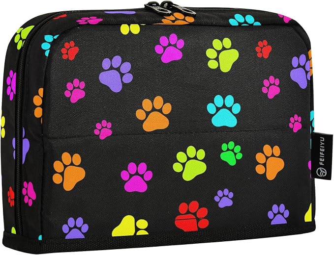 Aslsiy Large Capacity Pencil Case Bright Color Pet Paws (4) Pencil Pouch for Boys Girls Portable Pen Bag Organizer Standing Makeup Bag for School Office Supplies